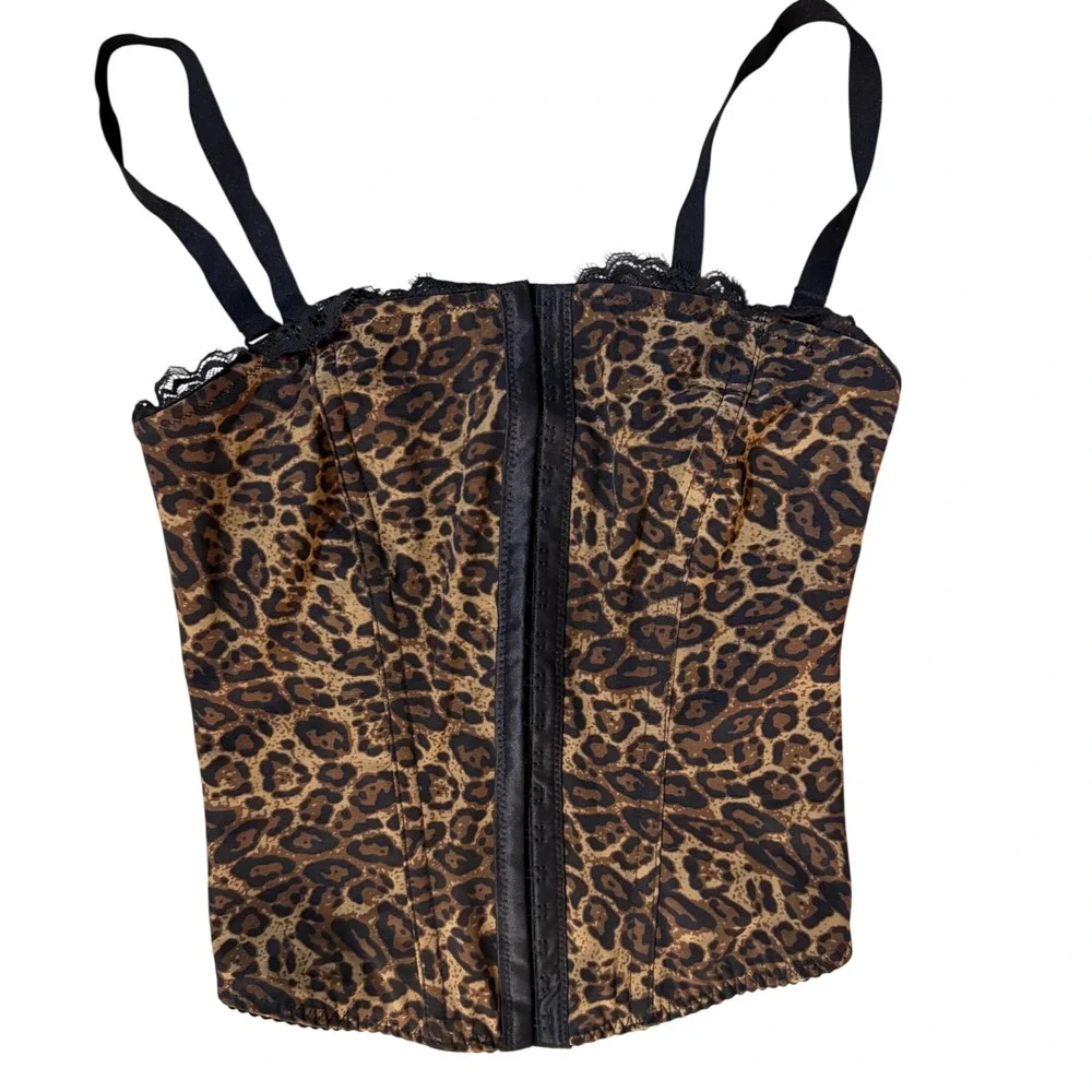 NWT Popilush Animal Print Lace Corset Shapewear Top W/ Detachable Straps - Small